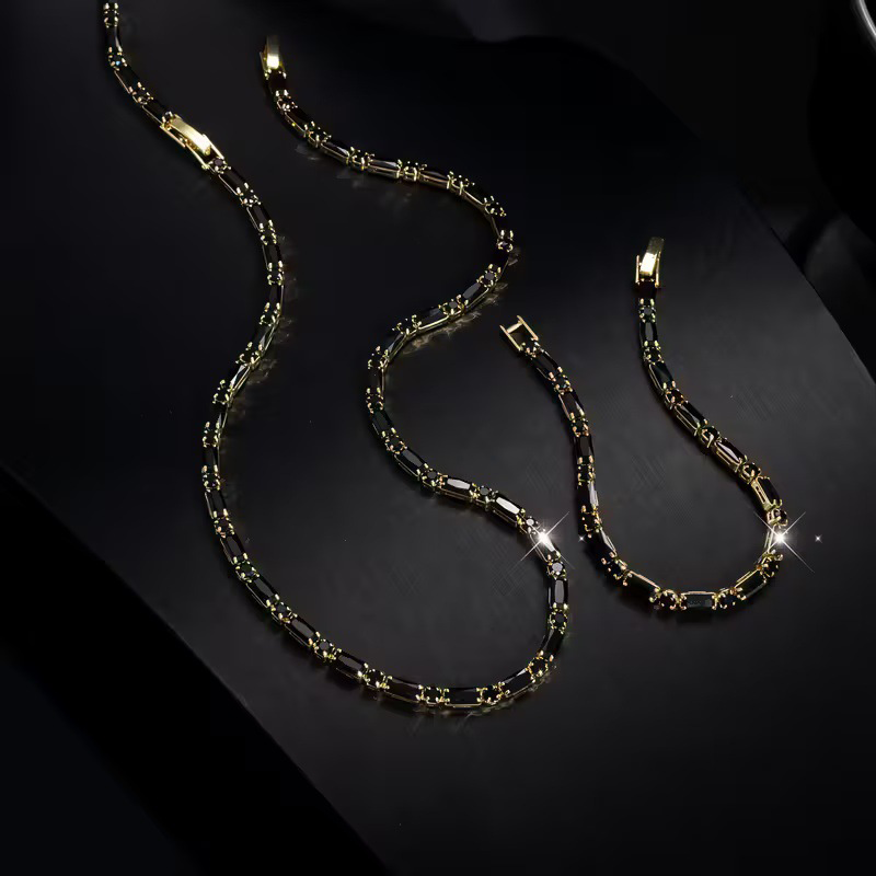Ensemble Collier et Bracelet Femme 💎 | Zircone Cubique Scintillante ✨ | Style Élégant et Raffiné 💖 | Parfait pour Toutes les Occasions 👗