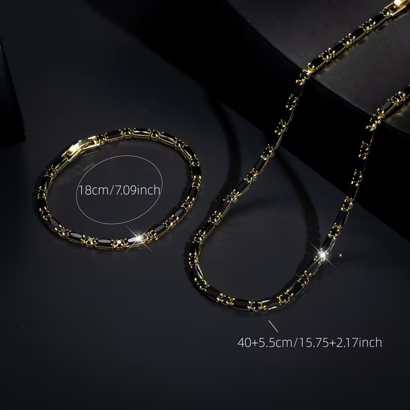 Ensemble Collier et Bracelet Femme 💎 | Zircone Cubique Scintillante ✨ | Style Élégant et Raffiné 💖 | Parfait pour Toutes les Occasions 👗