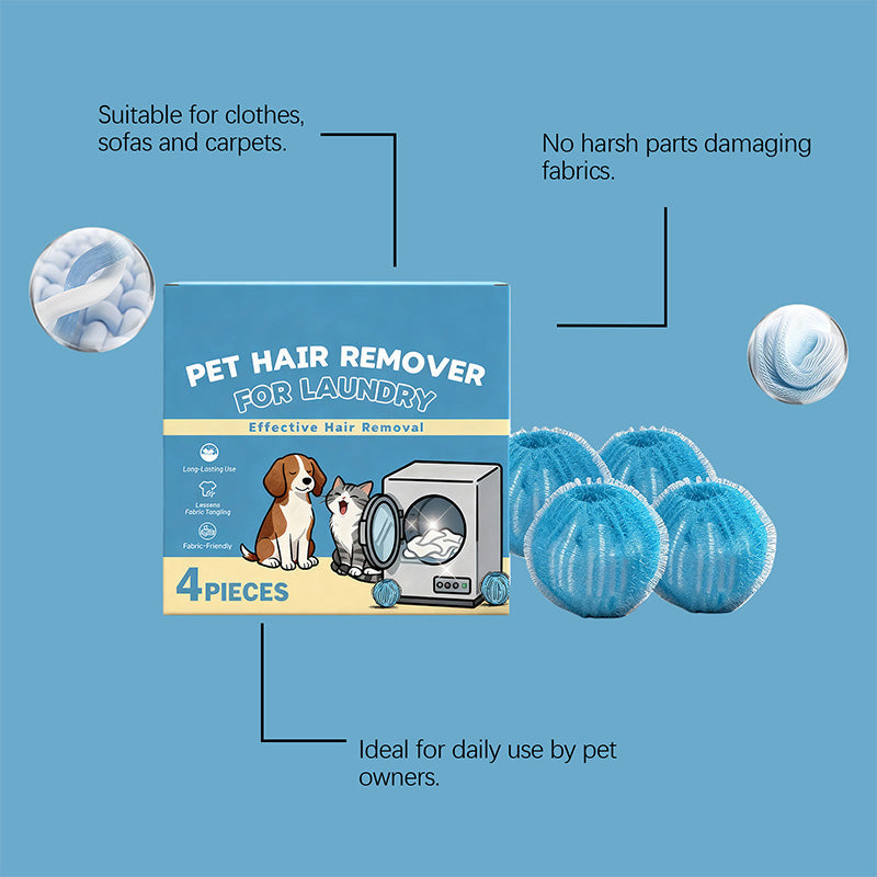 🐾 Boules Anti-Poils pour Lave-linge et Sèche-linge – Réutilisables | Capturent Poils, Fourrure et Peluches | Douces pour les Tissus | Aident à Réduire les Enchevêtrements | Lot de 4