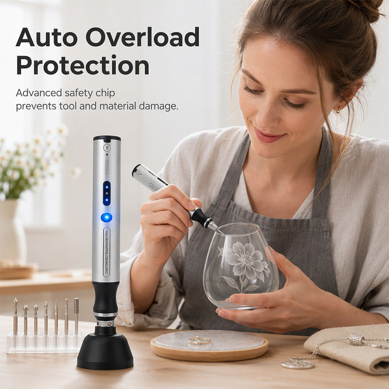 🖊️ Mini graveur électrique sans fil – 3 vitesses 5 000/10 000/18 000 tr/min | USB-C | Protection contre les surcharges | Gravure, ponçage et polissage | Aluminium + ABS ⚙️