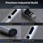 🖊️ Mini graveur électrique sans fil – 3 vitesses 5 000/10 000/18 000 tr/min | USB-C | Protection contre les surcharges | Gravure, ponçage et polissage | Aluminium + ABS ⚙️