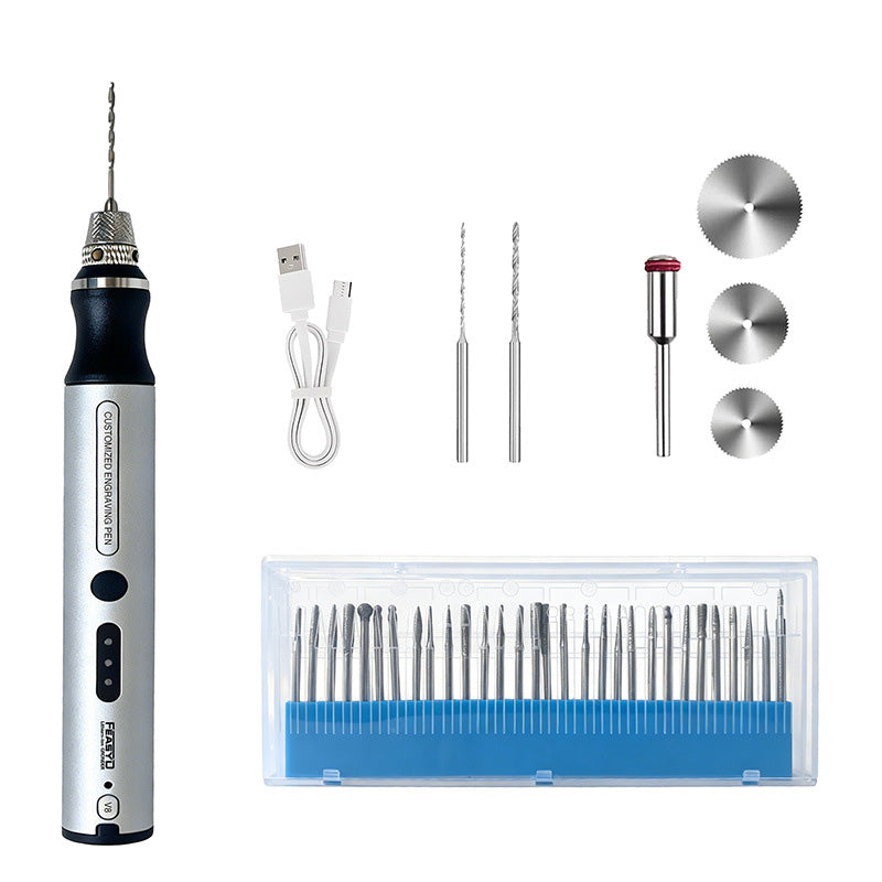 🖊️ Mini graveur électrique sans fil – 3 vitesses 5 000/10 000/18 000 tr/min | USB-C | Protection contre les surcharges | Gravure, ponçage et polissage | Aluminium + ABS ⚙️