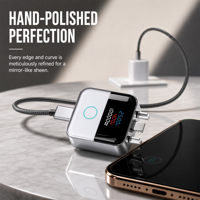 🔋 Protection de Charge USB-C Intelligente | ⚡ Puissance jusqu'à 140W | 📊 Affichage LED en Temps Réel | 🔌 Arrêt Automatique à Pleine Charge | 🌡️ Contrôle de la Température | Pour Smartphones, Tablettes et Ordinateurs Portables