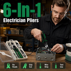 🔧 Pince à dénuder 6 en 1 – Têtes interchangeables | Coupe, Dénude, Sertit, Teste et Coupe – Acier Chrome Vanadium | Poignée ergonomique | Pour électriciens et réparations ⚡🛠️