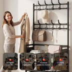 🧥 Porte-Manteau avec Étagère à Chaussures 3-en-1 | ✨ Organisateur Gain de Place Robuste | 🏠 Idéal pour Entrée et Couloir | 🛠️ Structure Métallique avec Crochets Double Rangée
