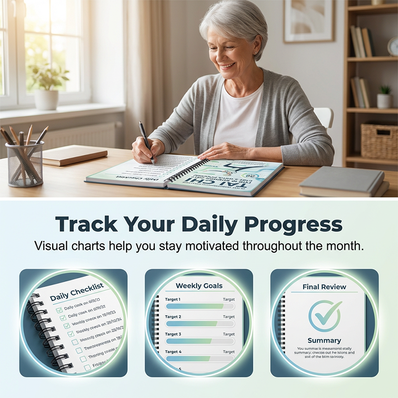 ☯️ Livre de Tai Chi de 28 Jours pour Débutants et Seniors – Exercices Illustrés de 10 Minutes | Journal de Progression | Mouvements Doux Quotidiens | Format A5 🌿