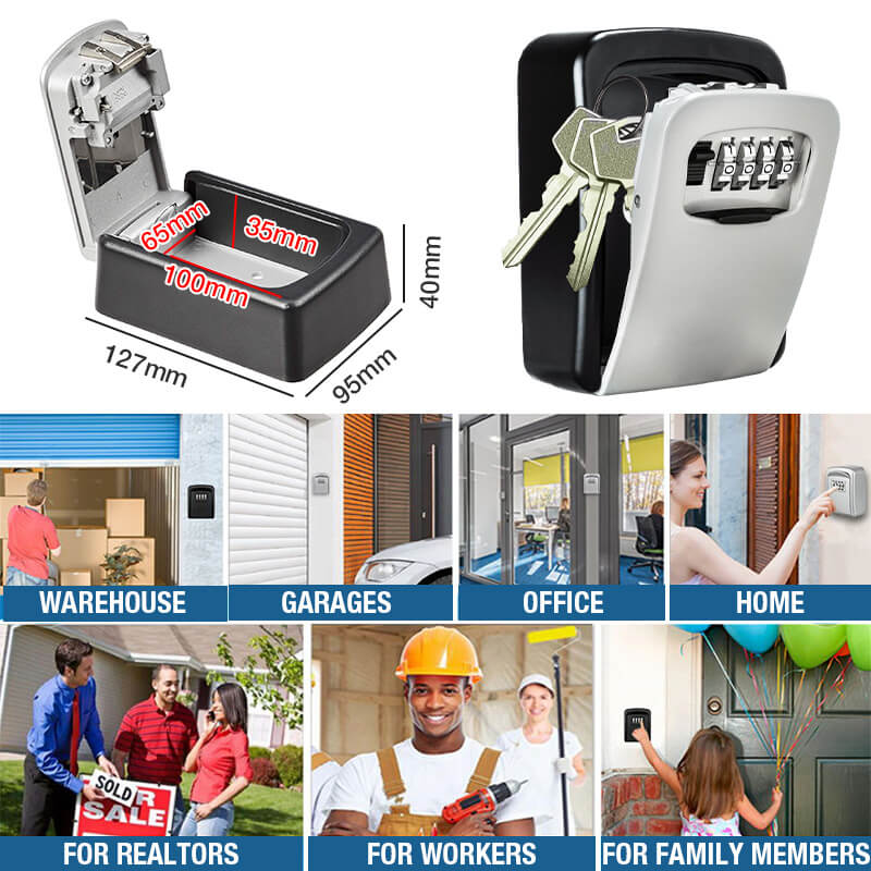 🔐 Boîte à clés murale avec code à 4 chiffres | Étui de protection pour l'intérieur et l'extérieur | Espace pour au moins 5 clés | Gris ou Rouge 🗝️