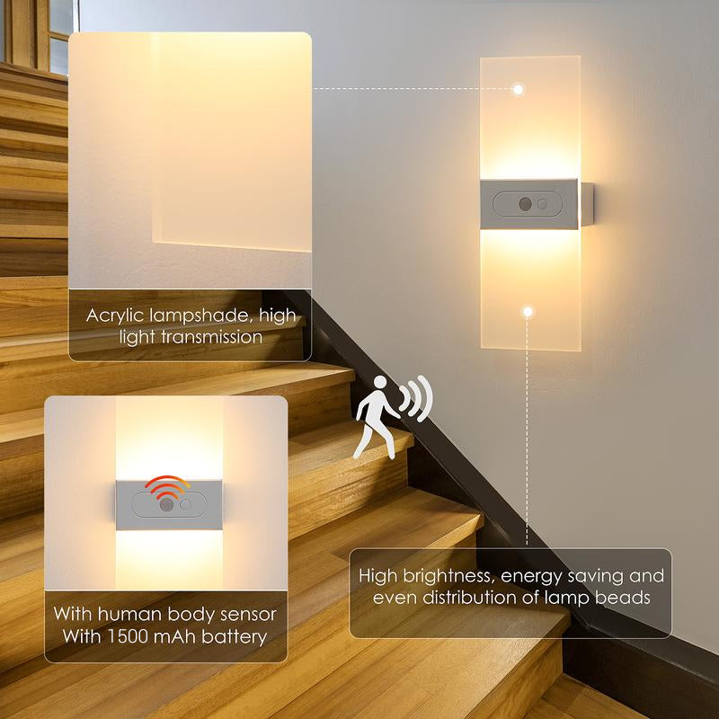 💡 Lampe Murale Rechargeable avec Détecteur de Mouvement | Lumière Réglable et 3 Teintes | Installation Polyvalente pour Couloir, Escalier et Armoire | 22 ou 27 cm 🔋