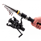 🎣Kit de Pêche Complet Portable | Canne Télescopique en Fibre de Verre 💪 | Moulinet Fluide et Appâts Inclus 🐟 | Idéal pour les Voyages et le Camping 🎒