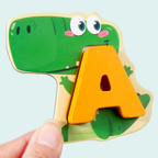 🧸 Jouet en bois avec lettres et animaux assortis | Apprenez l'alphabet en jouant 📚 | 26 pièces avec des illustrations d'animaux colorées 🐶 | Bords lisses et matériaux sûrs 🛡️ | Recommandé à partir de 3 ans 👶