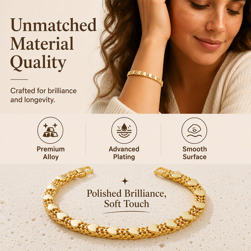 💖Bracelet élégant avec maillons en forme de cœur | Design romantique et délicat ✨ | Chaîne ajustable couleur or 🌟 | Parfait pour les cadeaux 🎁