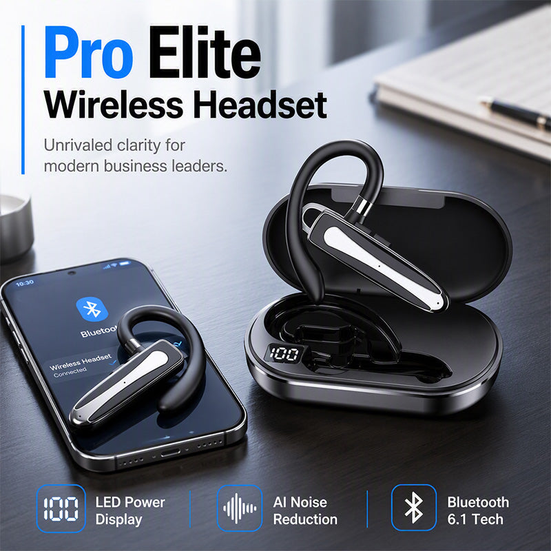 🎧 Oreillette Bluetooth Mono avec Serre-Tête Réglable | Double Microphone Anti-Bruit pour Appels Cristallins 🎙️ | Rotation à 180°, Droite ou Gauche 🔄 | IPX5 et Étui de Chargement 500 mAh 💦 | Idéal pour le Travail, les Réunions et les Voyages 🚗