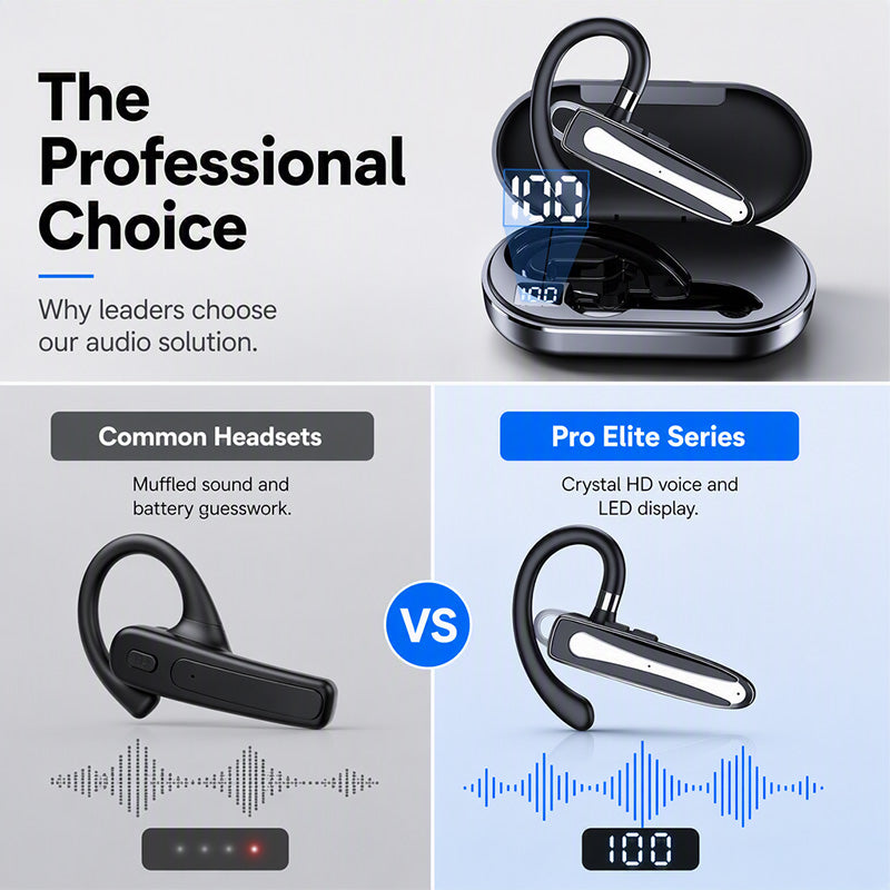 🎧 Oreillette Bluetooth Mono avec Serre-Tête Réglable | Double Microphone Anti-Bruit pour Appels Cristallins 🎙️ | Rotation à 180°, Droite ou Gauche 🔄 | IPX5 et Étui de Chargement 500 mAh 💦 | Idéal pour le Travail, les Réunions et les Voyages 🚗