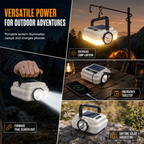🏕️ Lanterne de Camping Solaire | 🔦 Lampe de Travail Multifonctionnelle | 🔋 Power Bank Intégrée | 🌧️ Résistante aux Intempéries