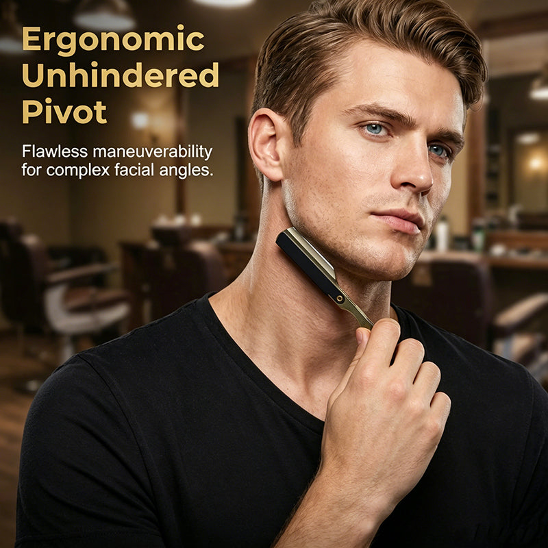 🪒 Rasoir de Barbier Pliant en Métal | Pivot Ergonomique à 270° 🔄 | Chargement Rapide des Lames par Clip ⚙️ | Rasage de Précision à Domicile ✨ | Plié Environ 14 cm · 60 g 📏