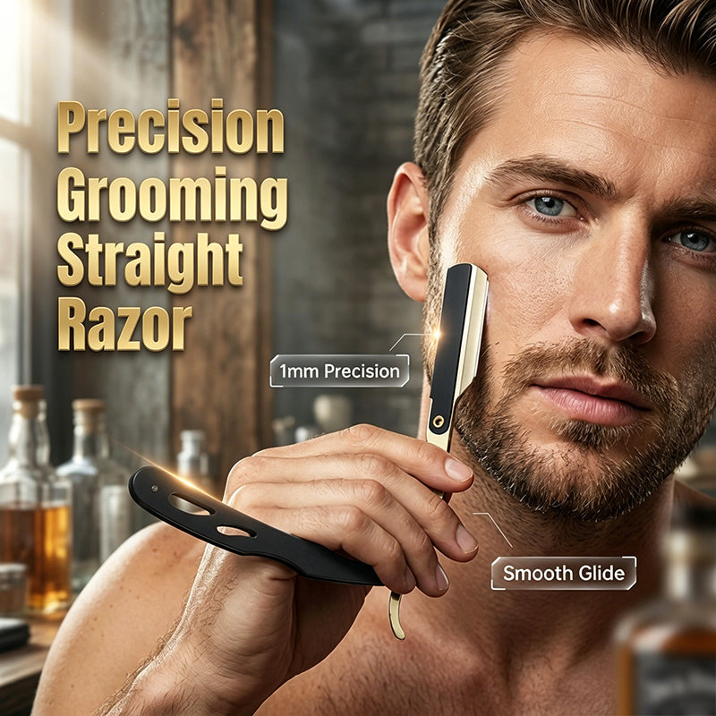 🪒 Rasoir de Barbier Pliant en Métal | Pivot Ergonomique à 270° 🔄 | Chargement Rapide des Lames par Clip ⚙️ | Rasage de Précision à Domicile ✨ | Plié Environ 14 cm · 60 g 📏