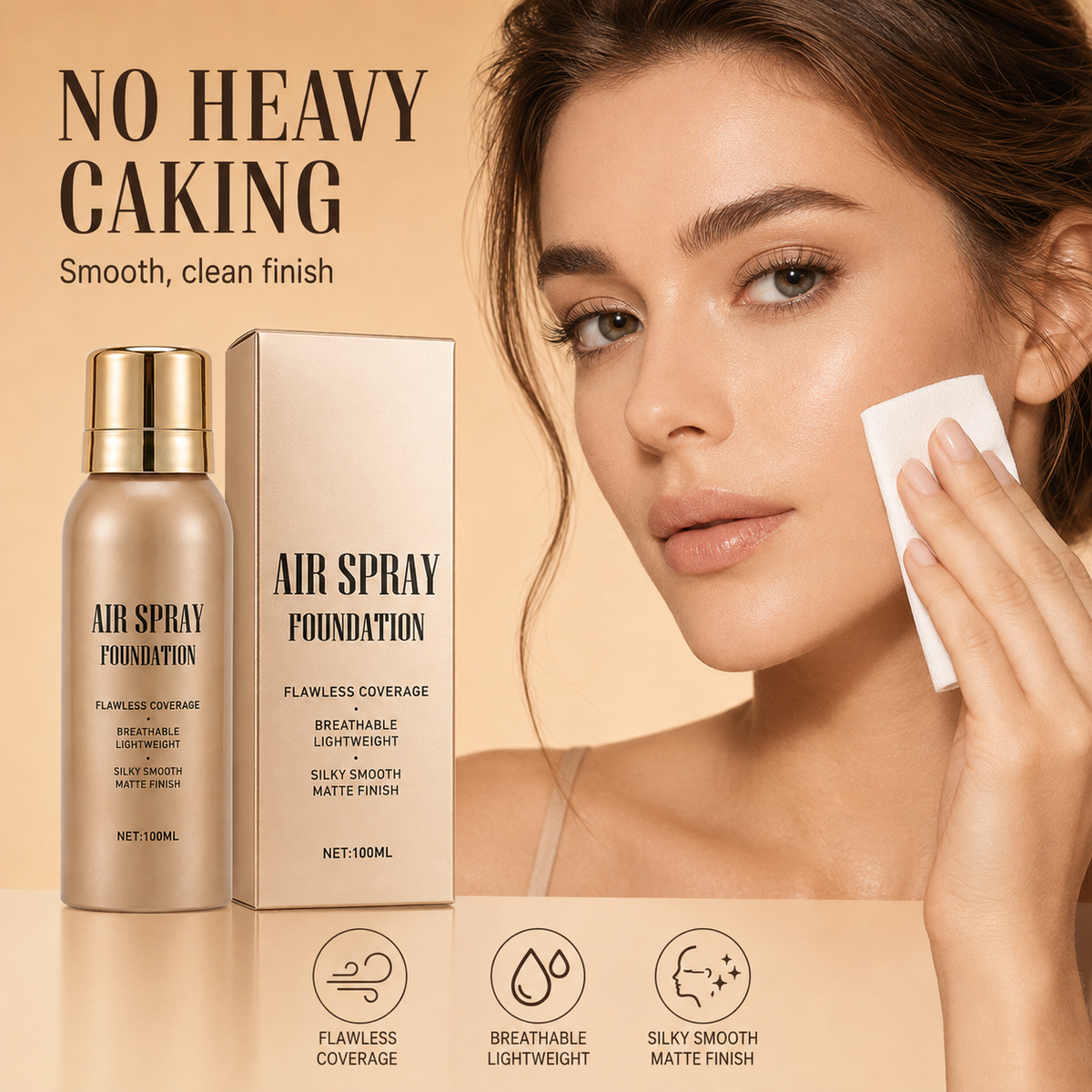 🎁 Deux pour le prix d'un |💄 Fond de Teint Spray Effet Aérographe | Waterproof et Anti-Transpiration, Tenue Toute la Journée 💦 | Formule Légère et Respirante 🌿 | 4 Teintes, 100 ml 🎨
