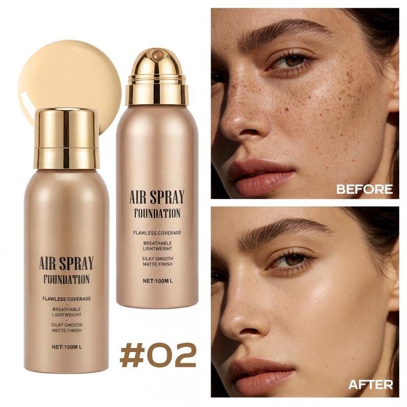 🎁 Deux pour le prix d'un |💄 Fond de Teint Spray Effet Aérographe | Waterproof et Anti-Transpiration, Tenue Toute la Journée 💦 | Formule Légère et Respirante 🌿 | 4 Teintes, 100 ml 🎨