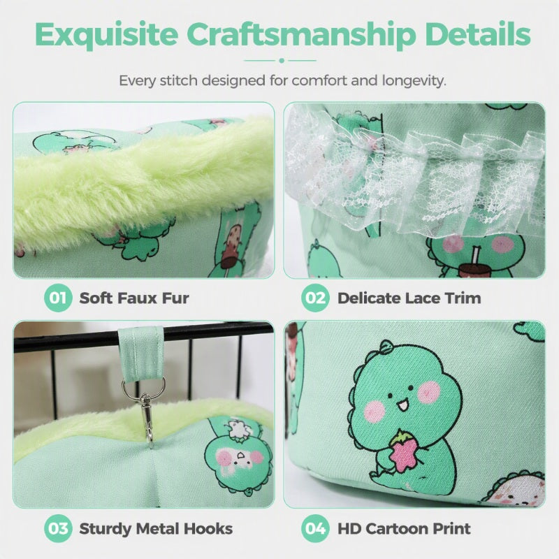 🦜 Nid Douillet pour Petits Animaux | Intérieur en Peluche Chaude et Douce ☁️ | Design Semi-Fermé avec Crochets Robustes 🪝 | Pour Inséparables, Perruches, Hamsters et Écureuils Volants 🐾